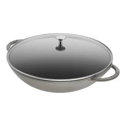 Staub Wok Avec Couvercle En Verre 37 Cm, Fonte