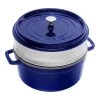 Staub Cocotte Avec Panier Vapeur 26 Cm, Rond(e), Bleu Intense, Fonte