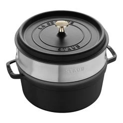 Staub Cocotte Avec Panier Vapeur 26 Cm, Rond(e), Noir, Fonte