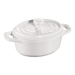 Staub Mini Cocotte 10 Cm, Ovale, Blanc Pur, Céramique