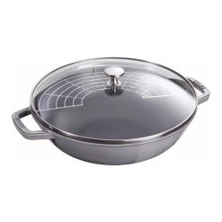 Staub Wok Avec Couvercle En Verre 30 Cm, Fonte