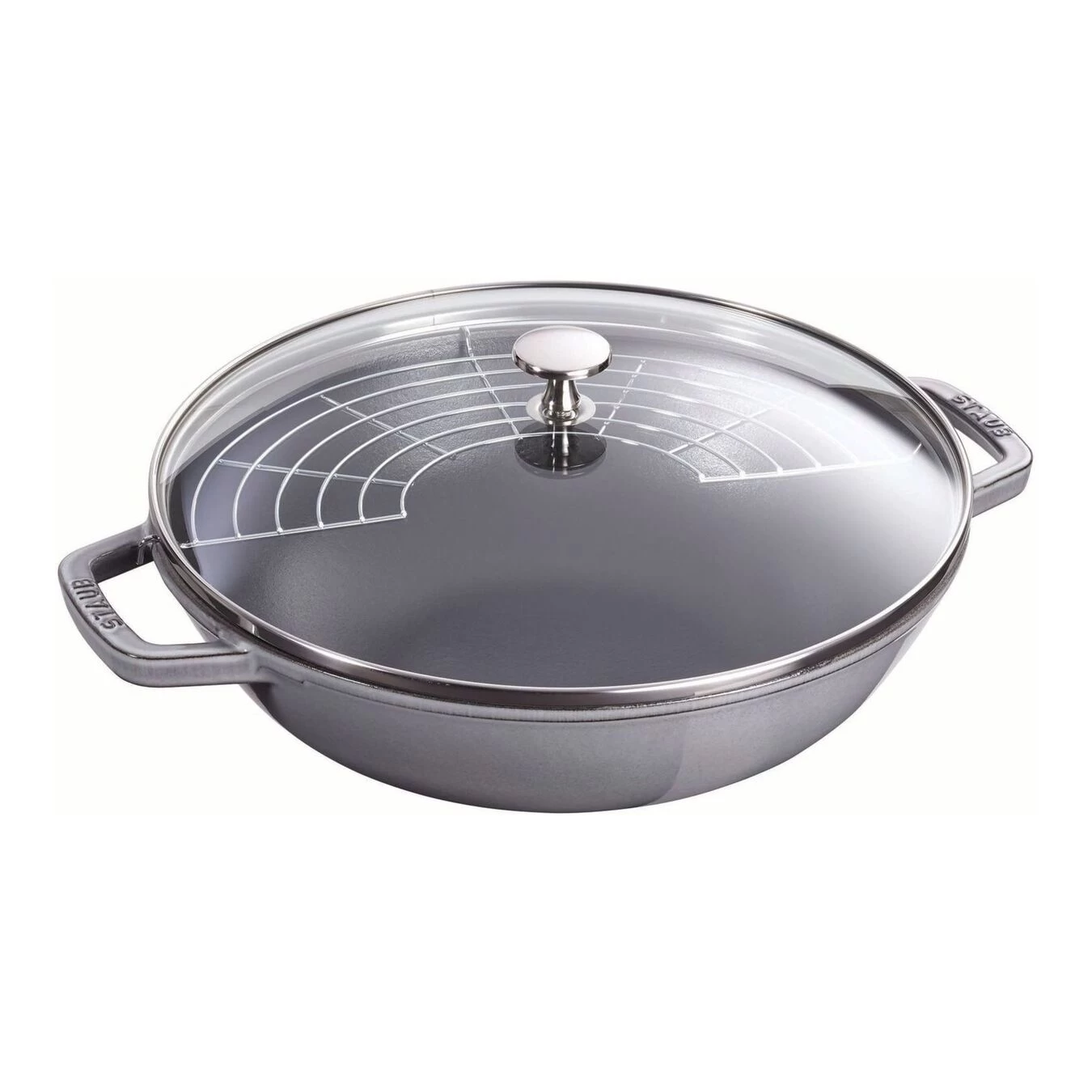 Staub Wok Avec Couvercle En Verre 30 Cm, Fonte